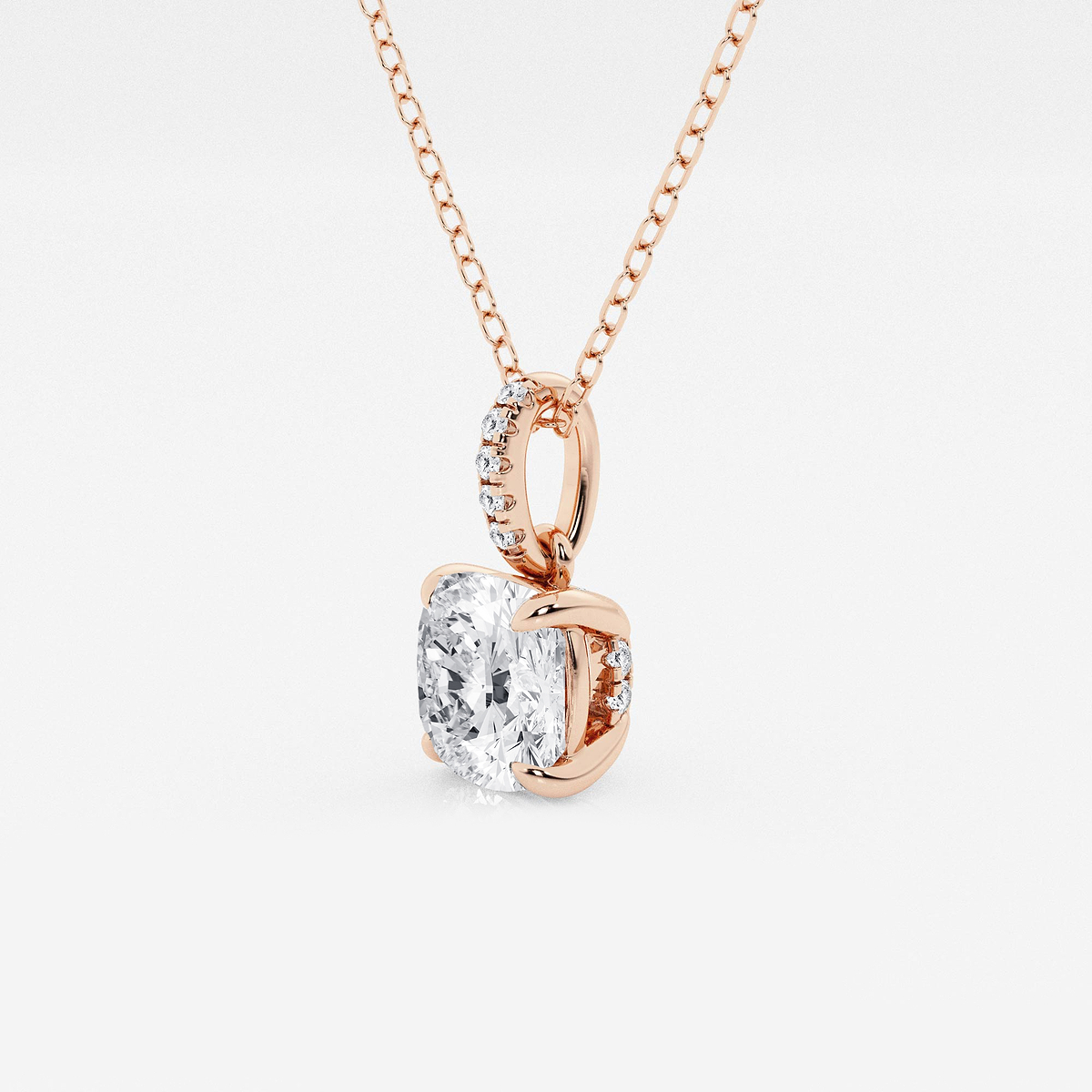 Additional Image 1 for  1 1/2 ctw Cushion Lab Grown Diamond Hidden Halo with Diamond Bail Pendant