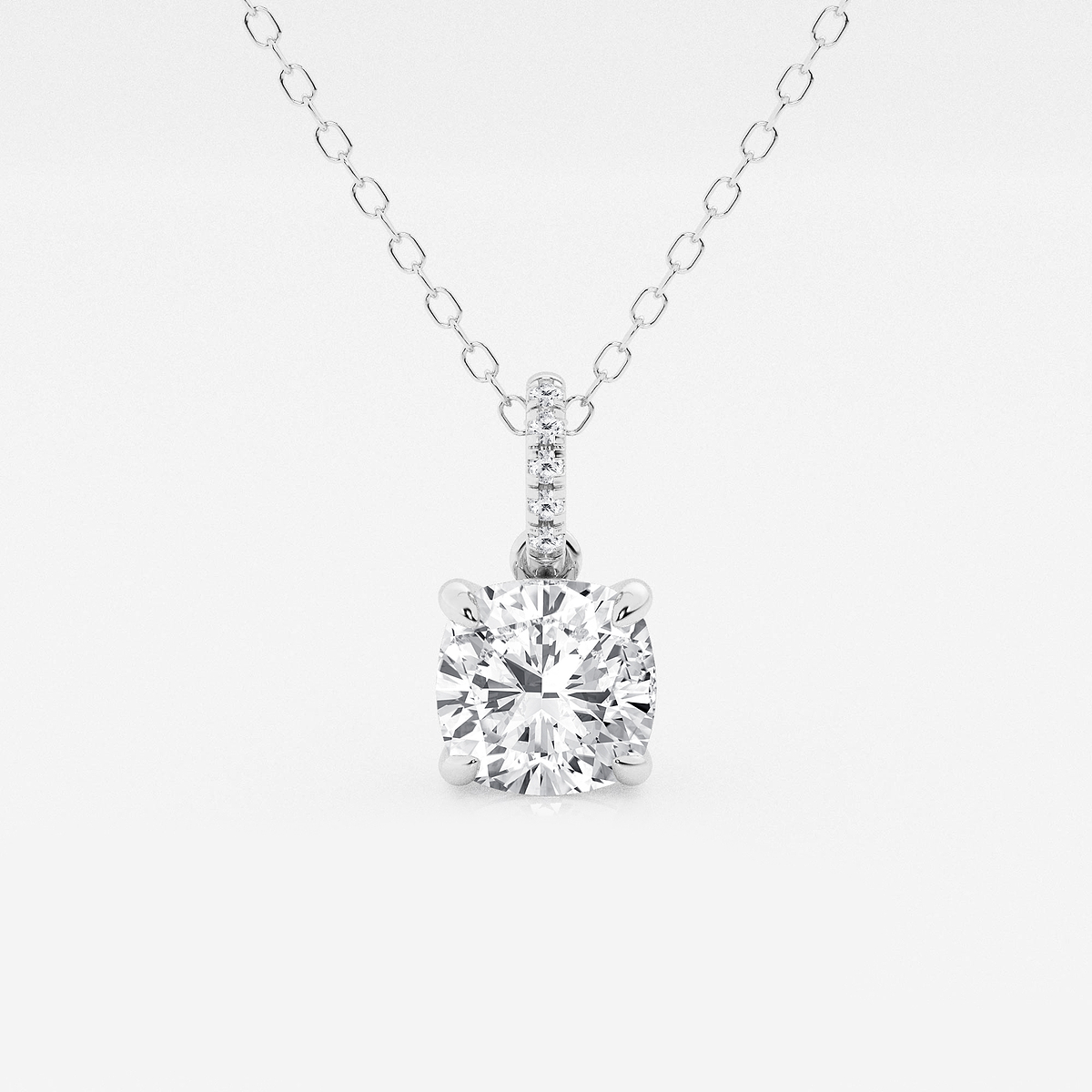 1 1/2 ctw Cushion Lab Grown Diamond Hidden Halo with Diamond Bail Pendant