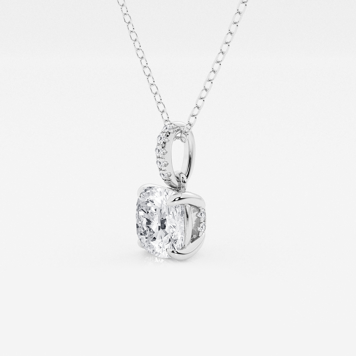 Additional Image 1 for  1 1/2 ctw Cushion Lab Grown Diamond Hidden Halo with Diamond Bail Pendant