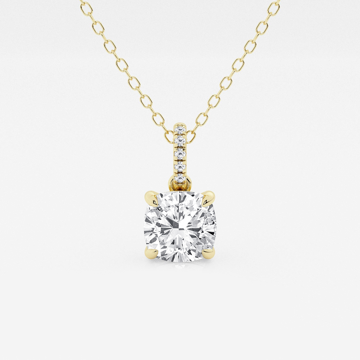 1 1/2 ctw Cushion Lab Grown Diamond Hidden Halo with Diamond Bail Pendant