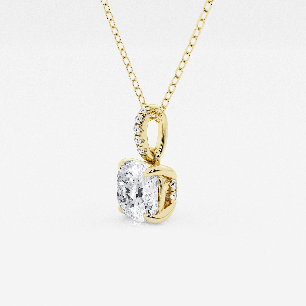 Additional Image 1 for  1 1/2 ctw Cushion Lab Grown Diamond Hidden Halo with Diamond Bail Pendant