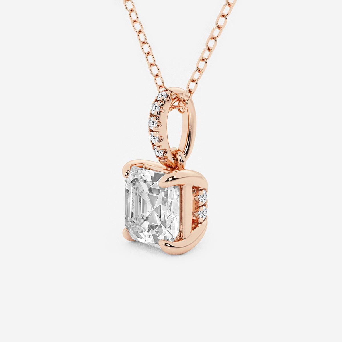 Additional Image 1 for  1 1/2 ctw Asscher Lab Grown Diamond Hidden Halo with Diamond Bail Pendant