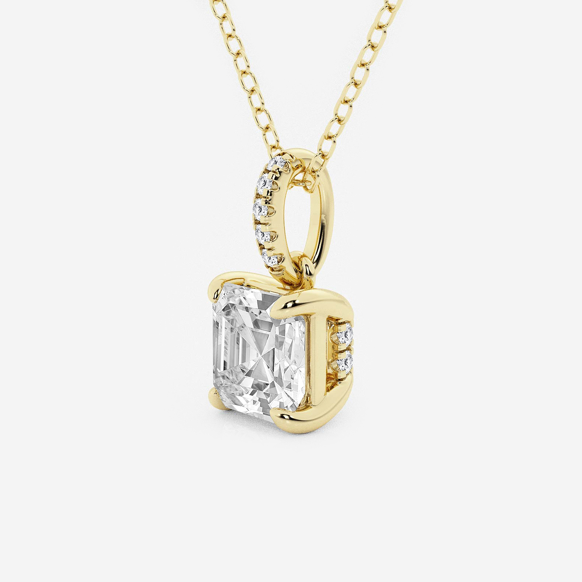 Additional Image 1 for  1 1/2 ctw Asscher Lab Grown Diamond Hidden Halo with Diamond Bail Pendant