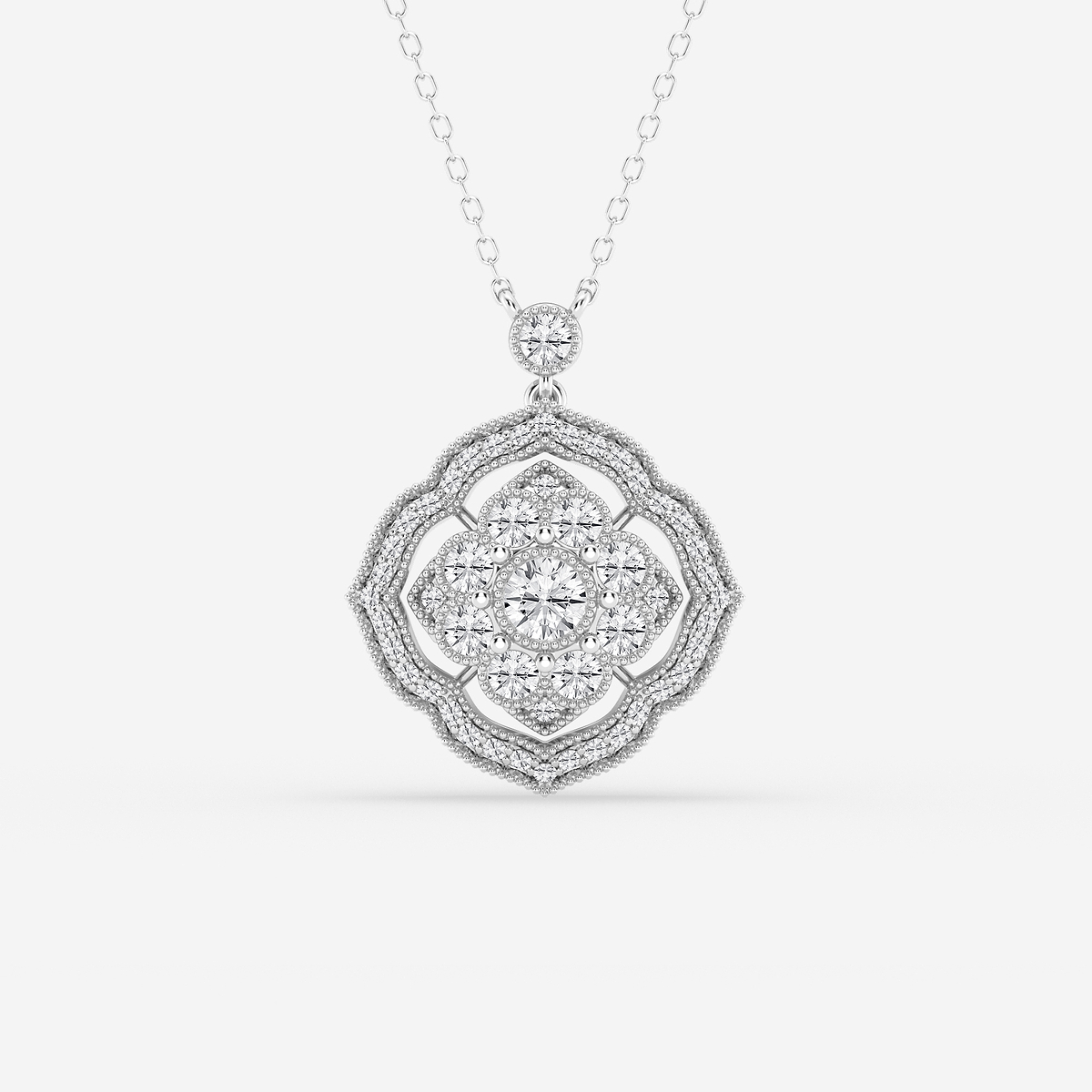 1 ctw Round Lab Grown Diamond Vintage Inspired Shield Pendant
