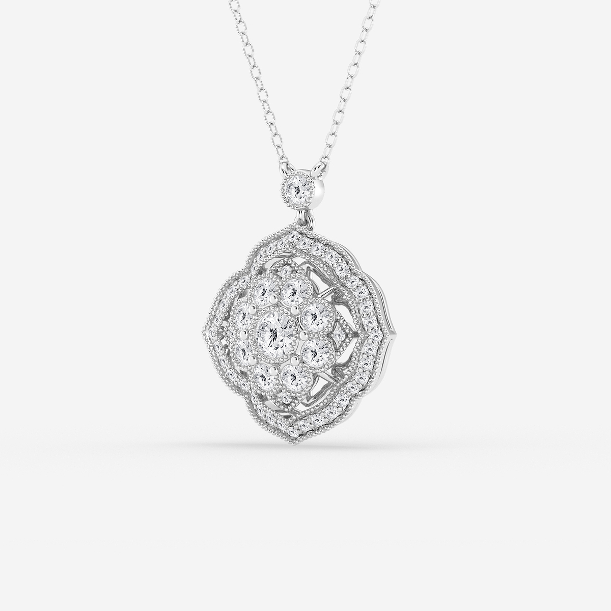 Additional Image 1 for  1 ctw Round Lab Grown Diamond Vintage Inspired Shield Pendant