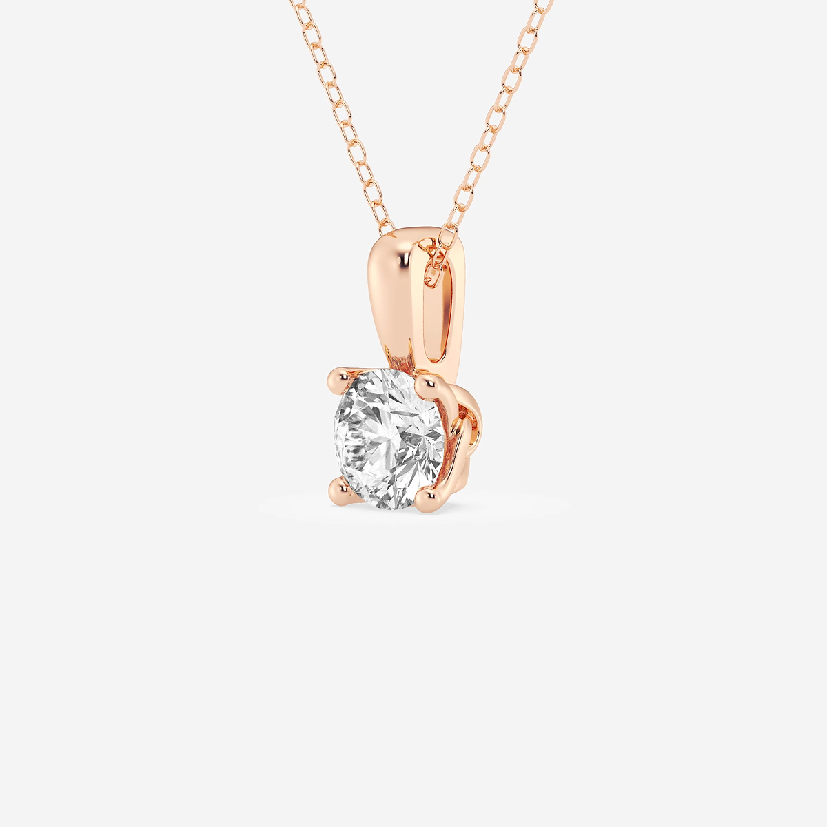 Additional Image 1 for  1 ctw Round Lab Grown Diamond Twisted Floral Solitaire Pendant with Adjustable Chain