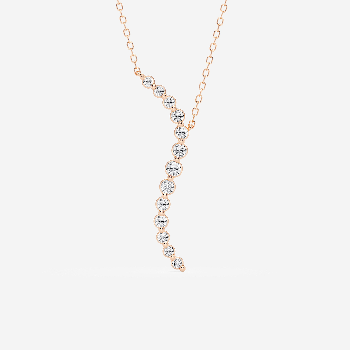 3/8 ctw Round Lab Grown Diamond Curved Floating Pendant with Adjustable Chain