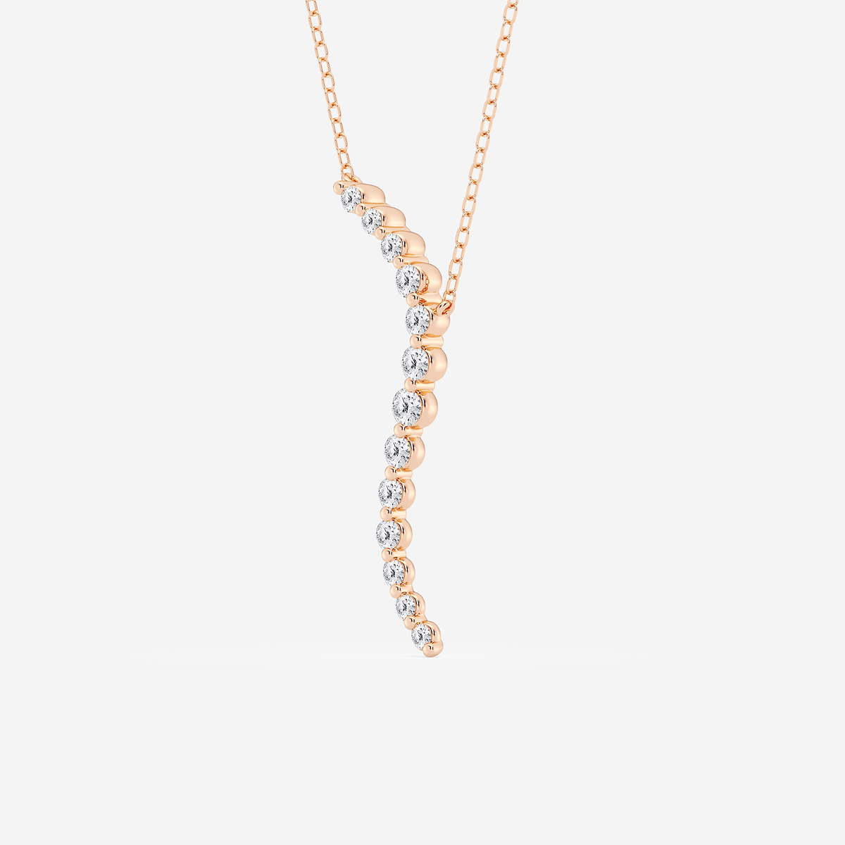 Additional Image 1 for  3/8 ctw Round Lab Grown Diamond Curved Floating Pendant with Adjustable Chain