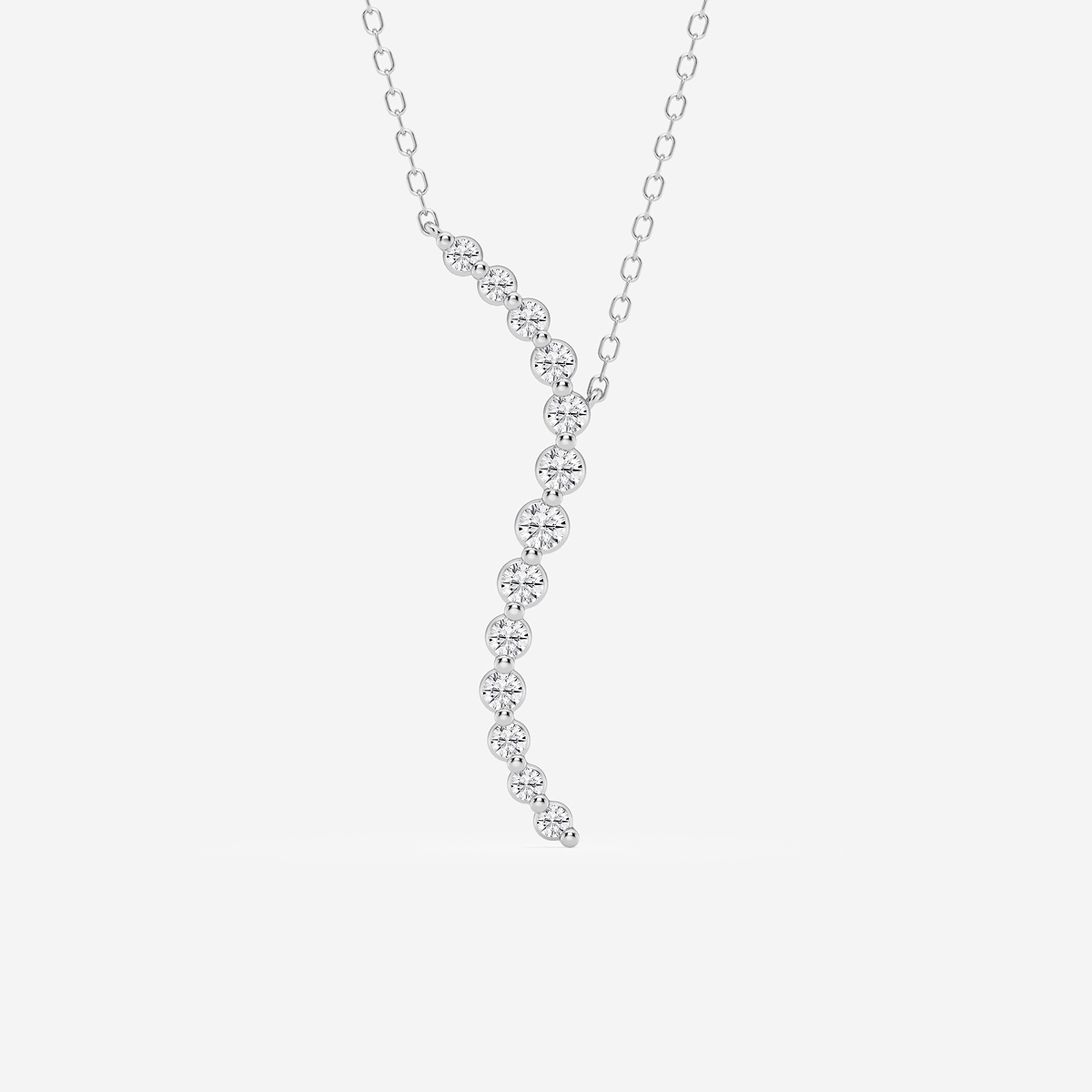 3/8 ctw Round Lab Grown Diamond Curved Floating Pendant with Adjustable Chain