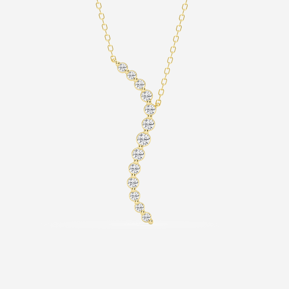3/8 ctw Round Lab Grown Diamond Curved Floating Pendant with Adjustable Chain