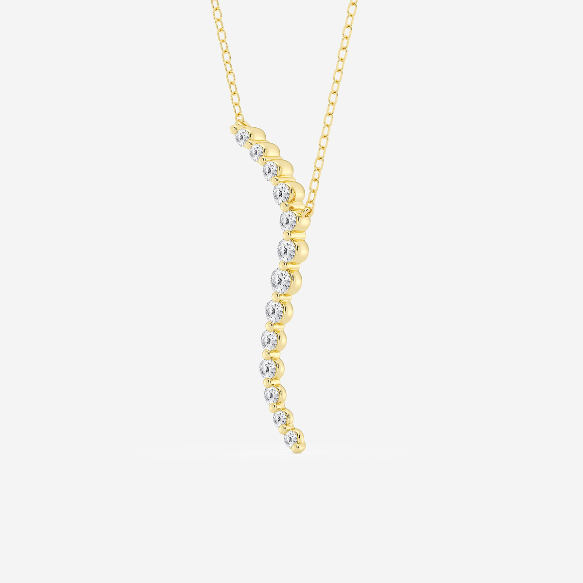 Additional Image 1 for  3/8 ctw Round Lab Grown Diamond Curved Floating Pendant with Adjustable Chain