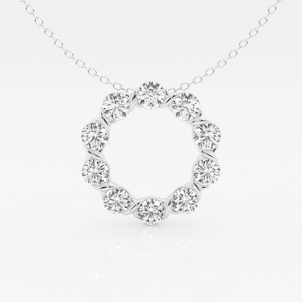 2 ctw Round Lab Grown Diamond Circle Pendant with Adjustable Chain