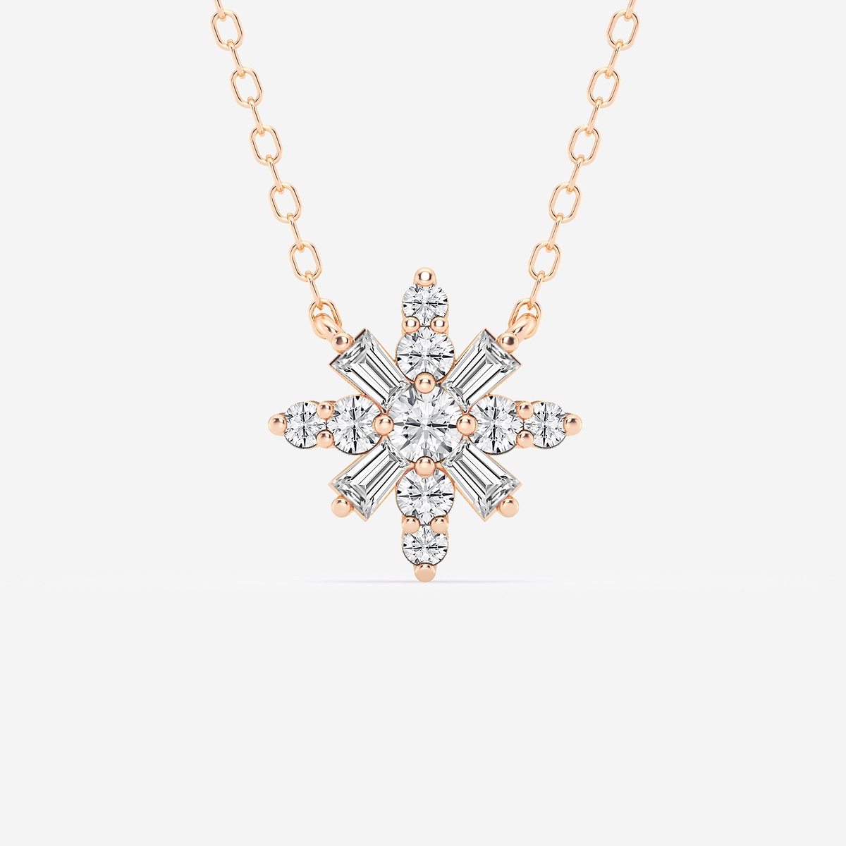1/3 ctw Round Lab Grown Diamond Snowflake Pendant with Adjustable Chain