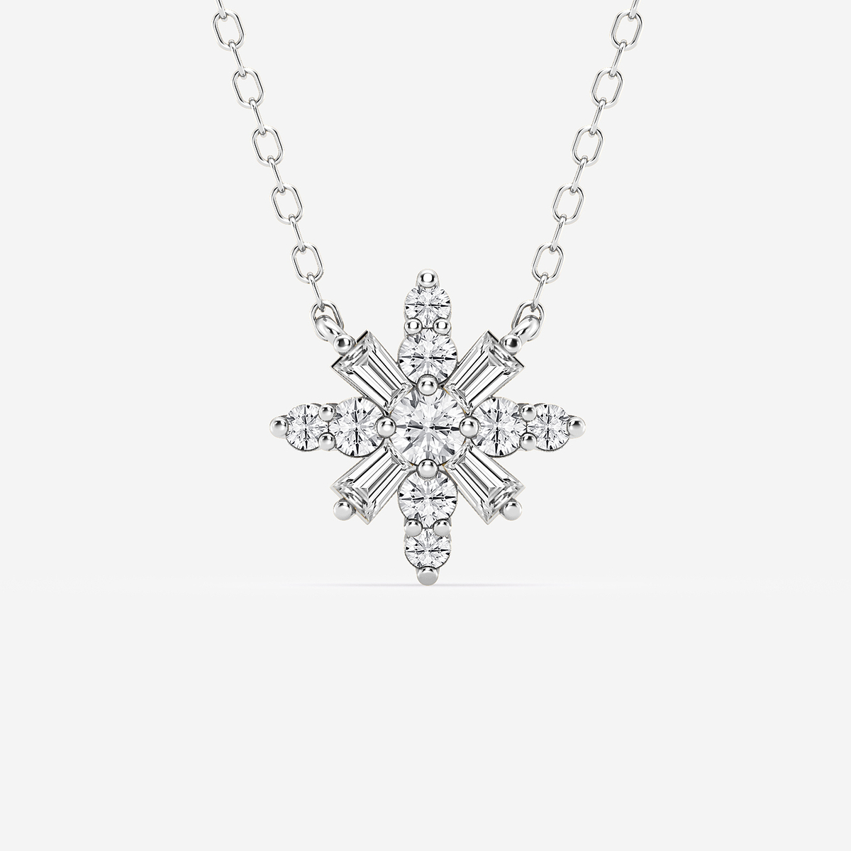 1/3 ctw Round Lab Grown Diamond Snowflake Pendant with Adjustable Chain