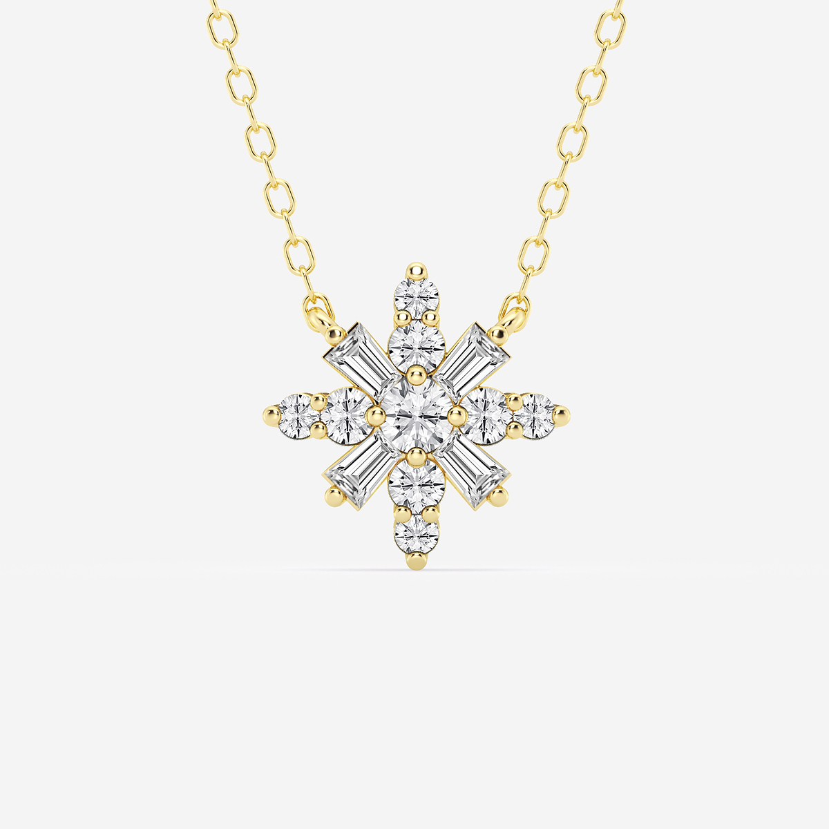1/3 ctw Round Lab Grown Diamond Snowflake Pendant with Adjustable Chain