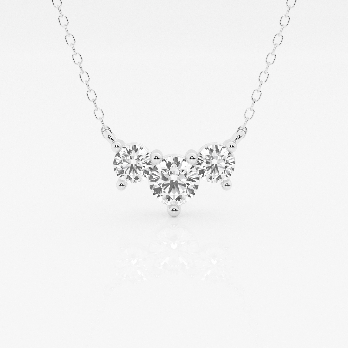 1 ctw Round Lab Grown Diamond Three-Stone Pendant with Adjustable Chain