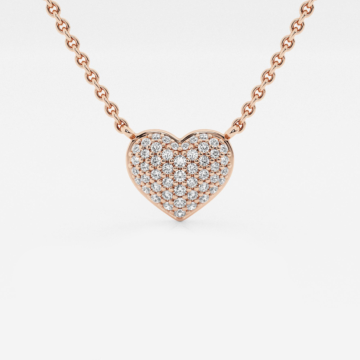 1/4 ctw Round Lab Grown Diamond Petite Pave Heart Pendant with Adjustable Chain