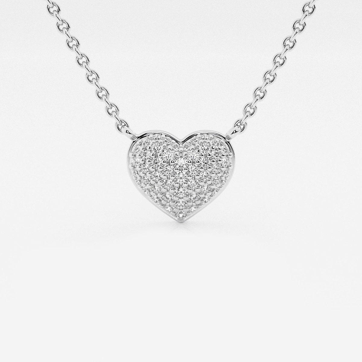 1/4 ctw Round Lab Grown Diamond Petite Pave Heart Pendant with Adjustable Chain