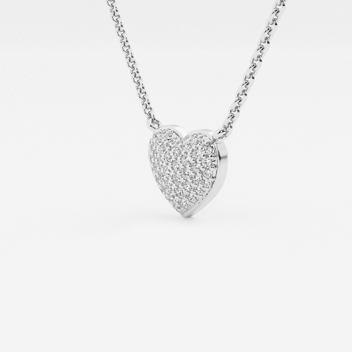 Additional Image 1 for  1/4 ctw Round Lab Grown Diamond Petite Pave Heart Pendant with Adjustable Chain