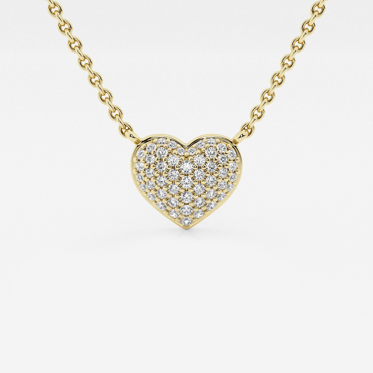 1/4 ctw Round Lab Grown Diamond Petite Pave Heart Pendant with Adjustable Chain