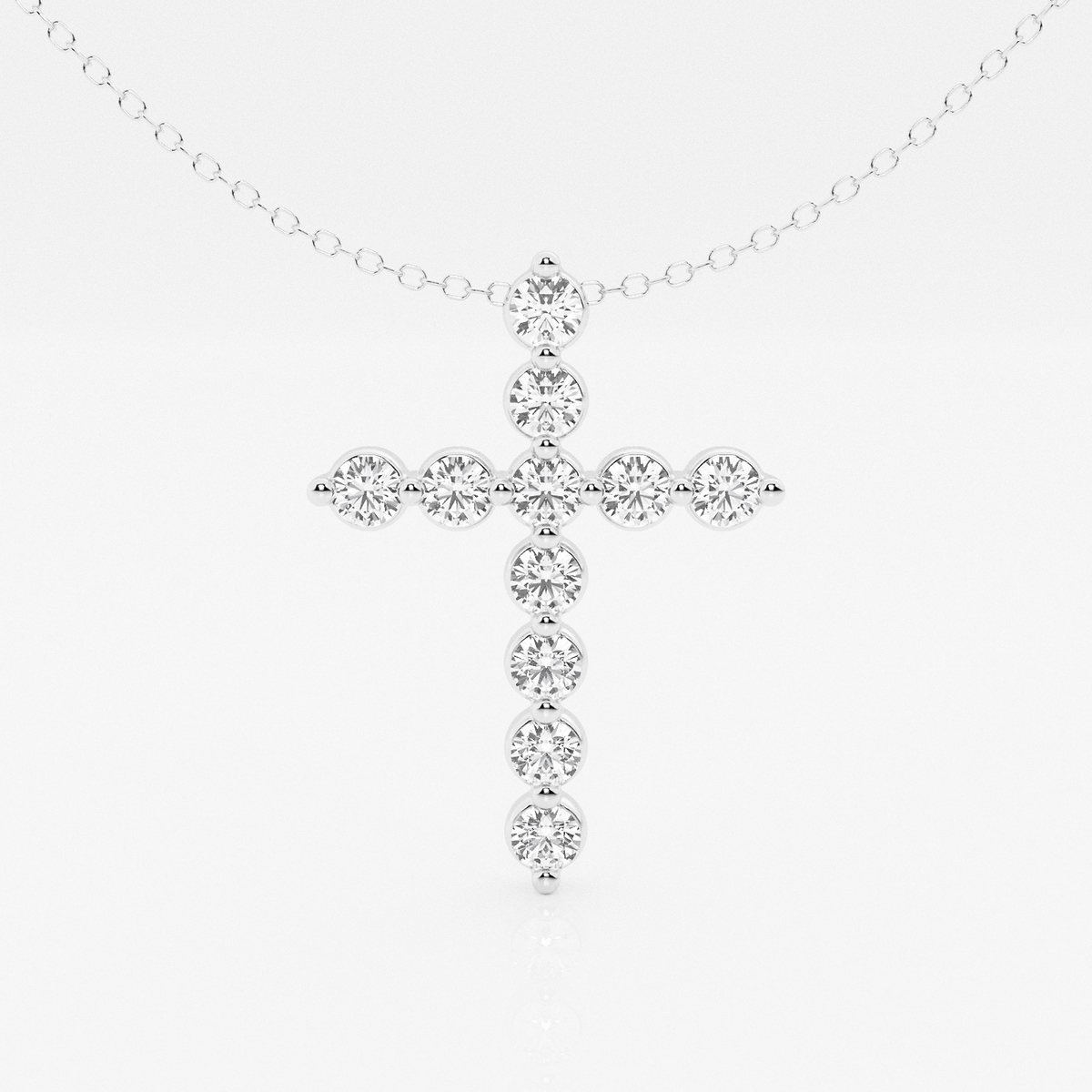 1 ctw Round Lab Grown Diamond Cross Pendant With Adjustable Chain