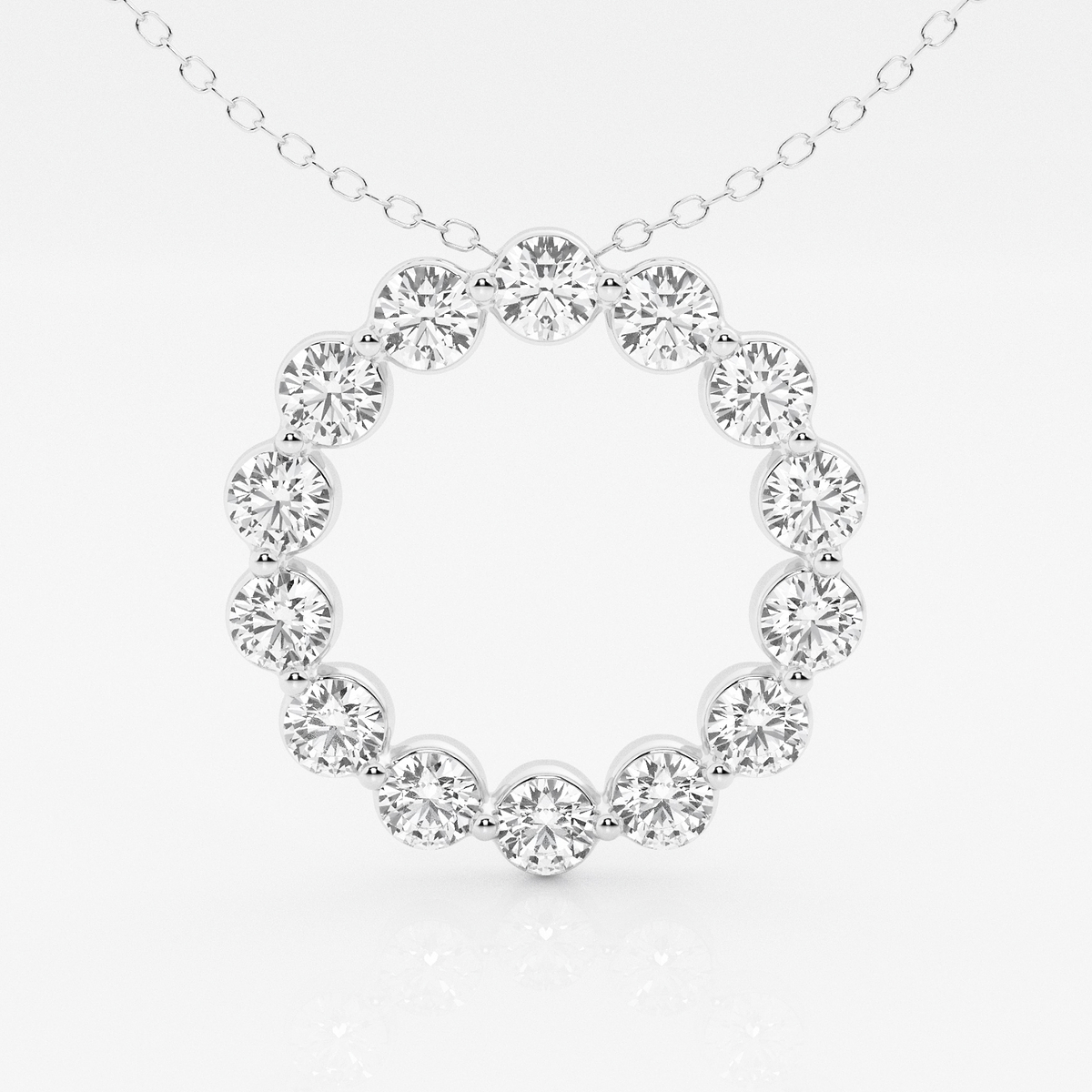 1 ctw Round Lab Grown Diamond Circle Pendant with Adjustable Chain
