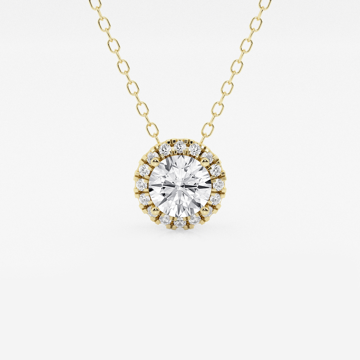 5/8 ctw Round Lab Grown Diamond Halo Pendant with Adjustable Chain