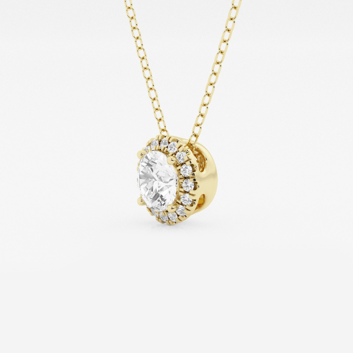 Additional Image 1 for  5/8 ctw Round Lab Grown Diamond Halo Pendant with Adjustable Chain