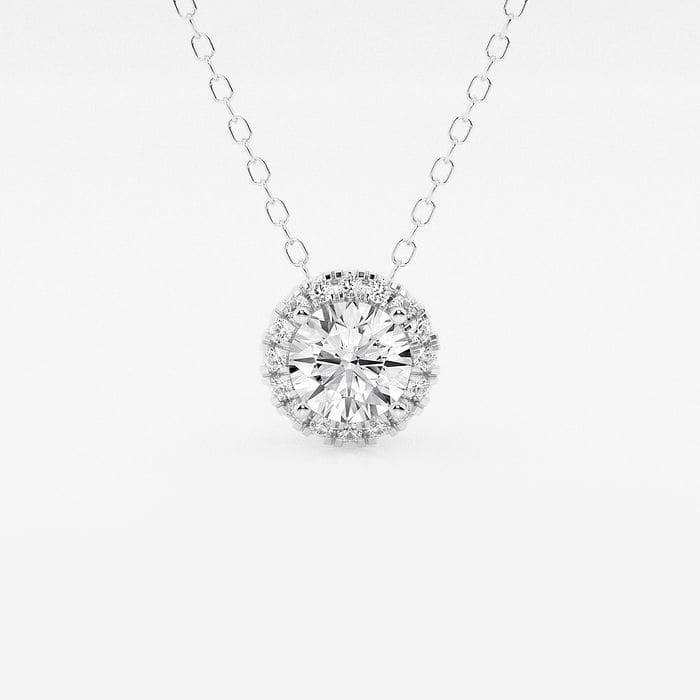 5/8 ctw Round Lab Grown Diamond Halo Pendant with Adjustable Chain