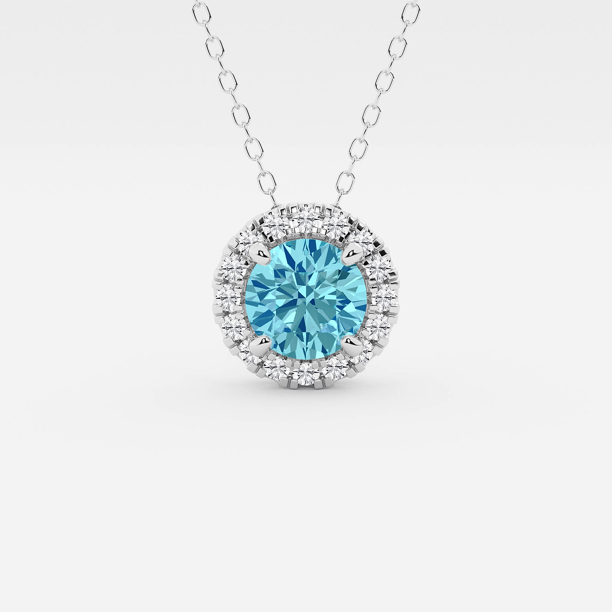 mm Round Created Blue Topaz and 1/5 ctw Round Lab Grown