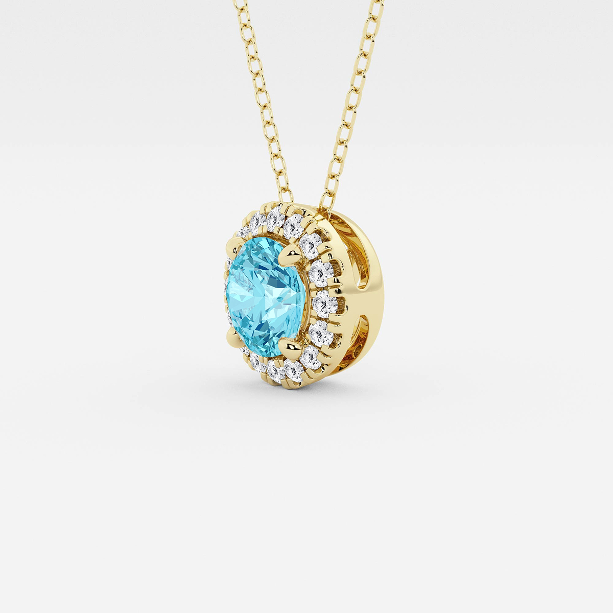 Additional Image 1 for  6.5 mm Round Created Blue Topaz and 1/5 ctw Round Lab Grown Diamond Halo Pendant with Adjustable Chain