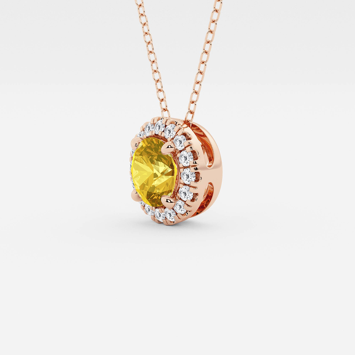 Additional Image 1 for  6.5 mm Round Created Citrine and 1/5 ctw Round Lab Grown Diamond Halo Pendant with Adjustable Chain