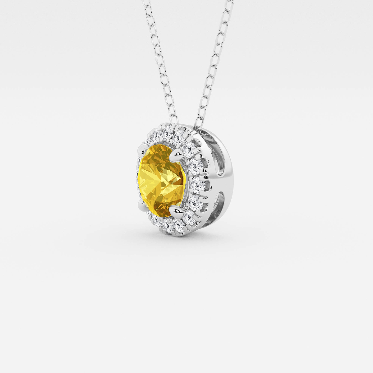 Additional Image 1 for  6.5 mm Round Created Citrine and 1/5 ctw Round Lab Grown Diamond Halo Pendant with Adjustable Chain