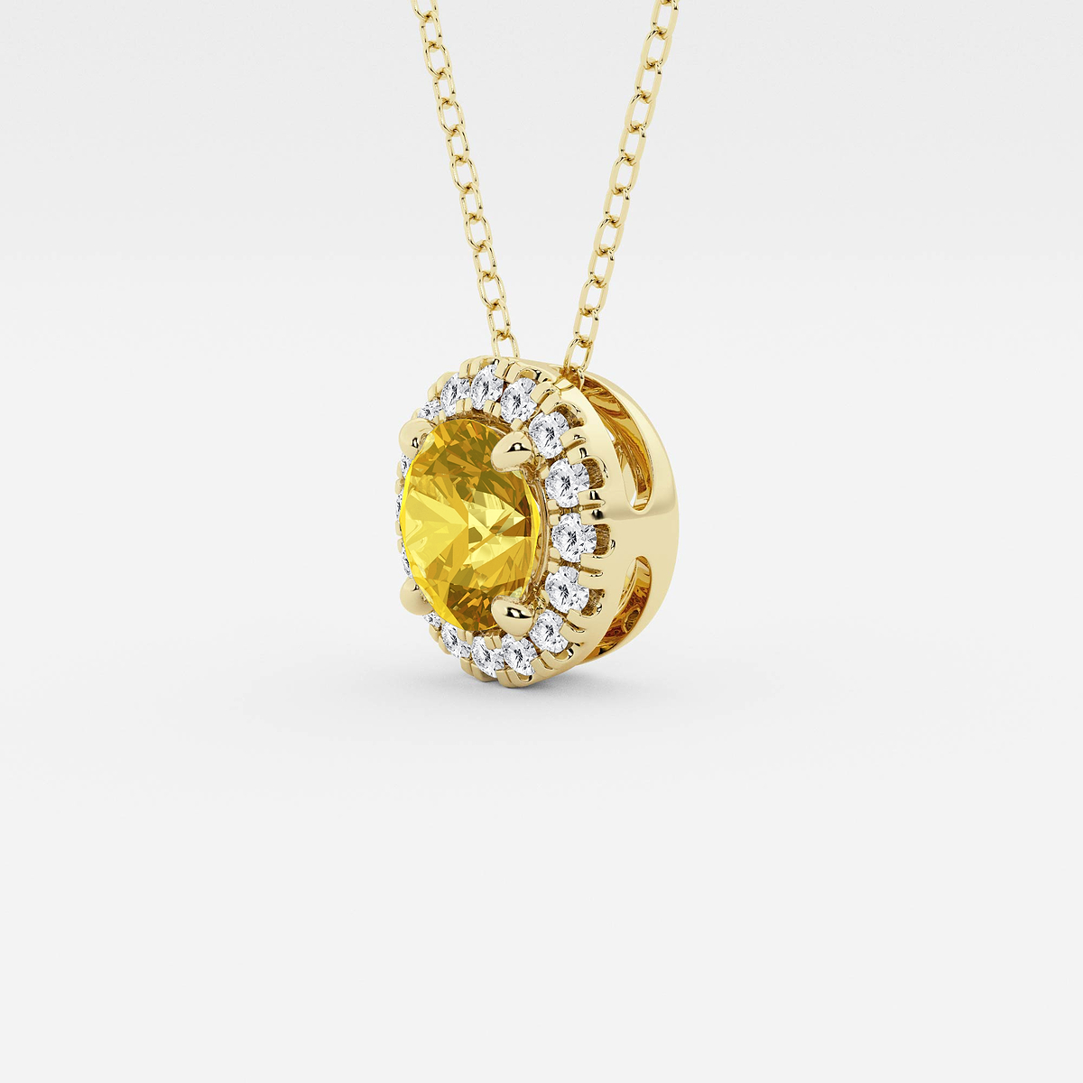 Additional Image 1 for  6.5 mm Round Created Citrine and 1/5 ctw Round Lab Grown Diamond Halo Pendant with Adjustable Chain