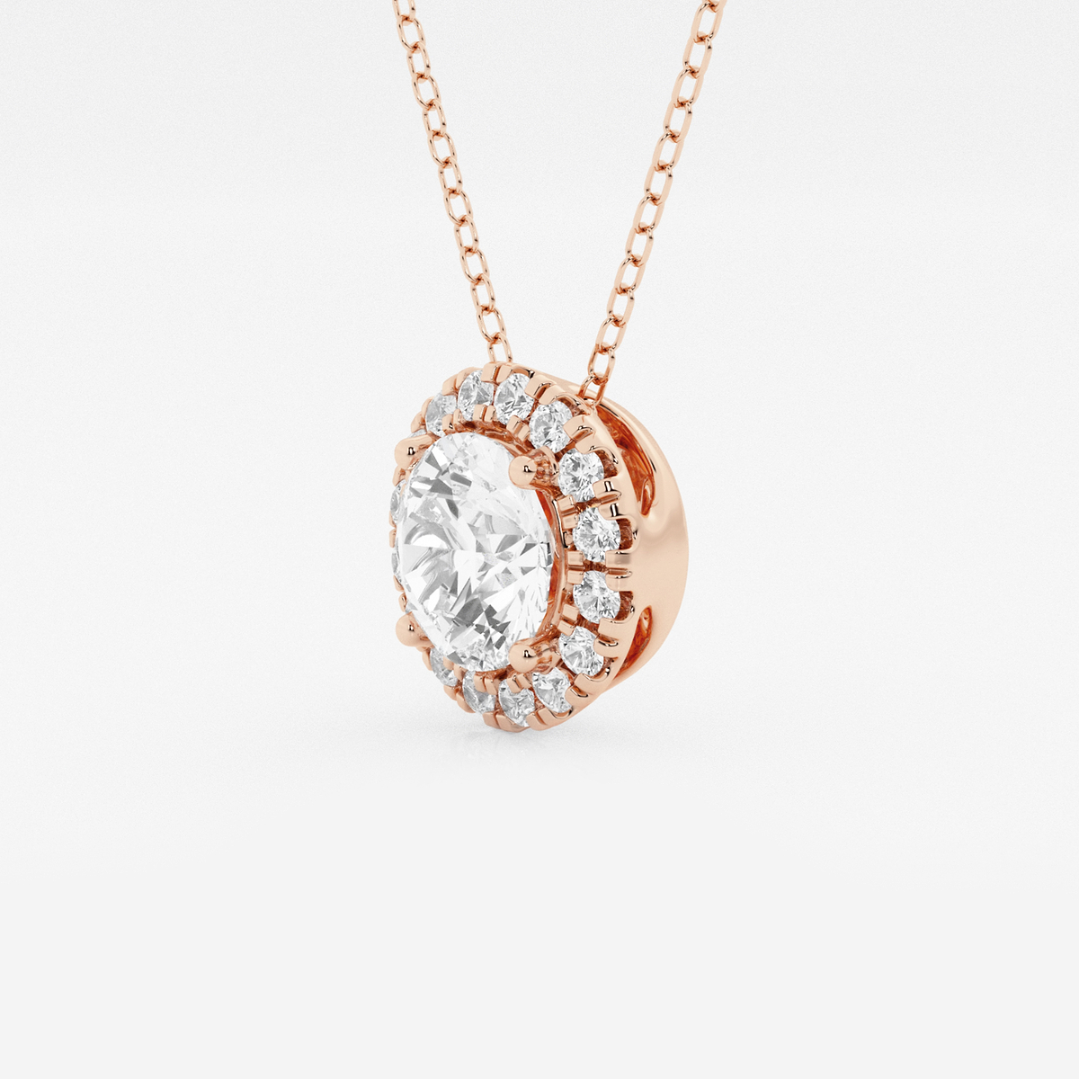 Additional Image 1 for  1 3/4 ctw Round Lab Grown Diamond Halo Pendant with Adjustable Chain