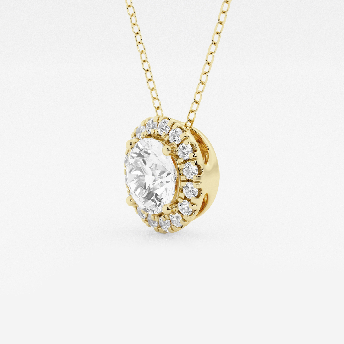Additional Image 1 for  1 3/4 ctw Round Lab Grown Diamond Halo Pendant with Adjustable Chain