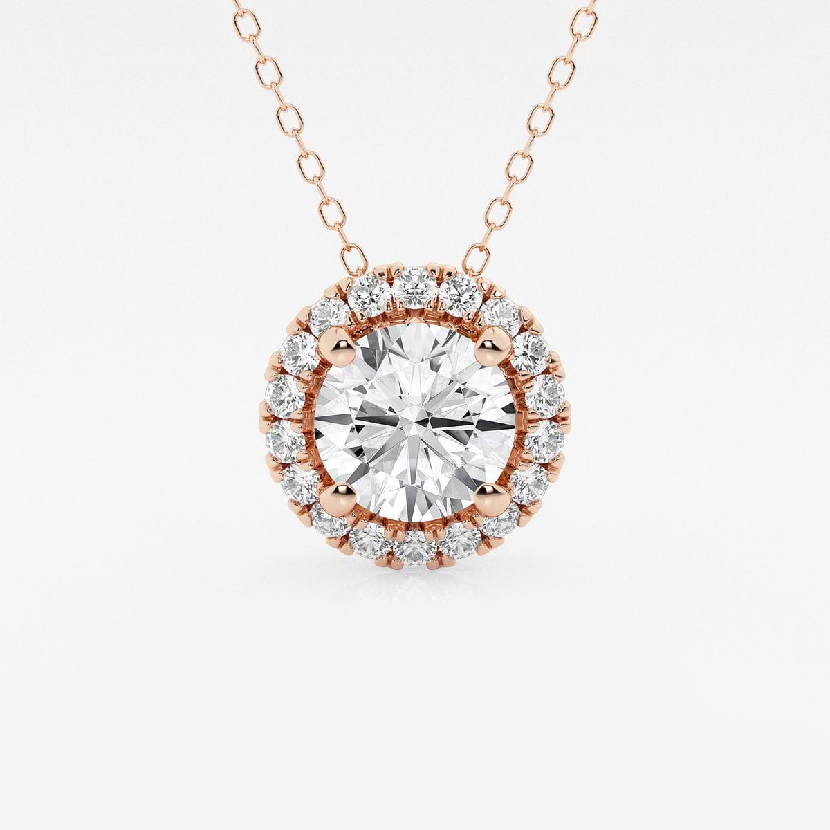 2 1/3 ctw Round Lab Grown Diamond Halo Pendant with Adjustable Chain