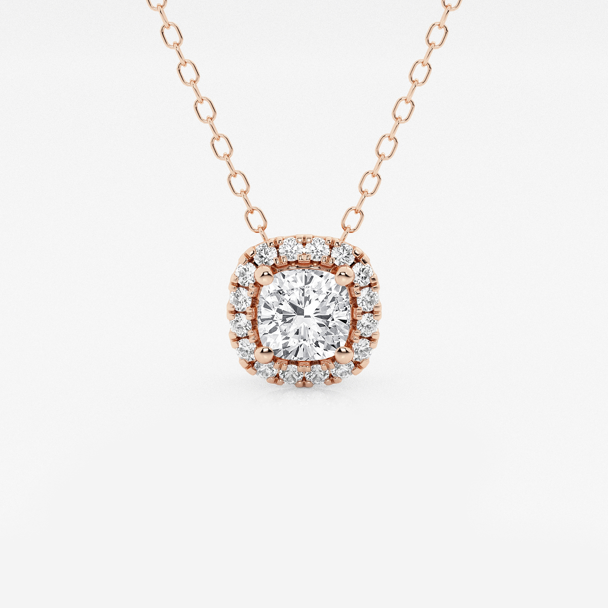 5/8 ctw Cushion Lab Grown Diamond Halo Pendant with Adjustable Chain