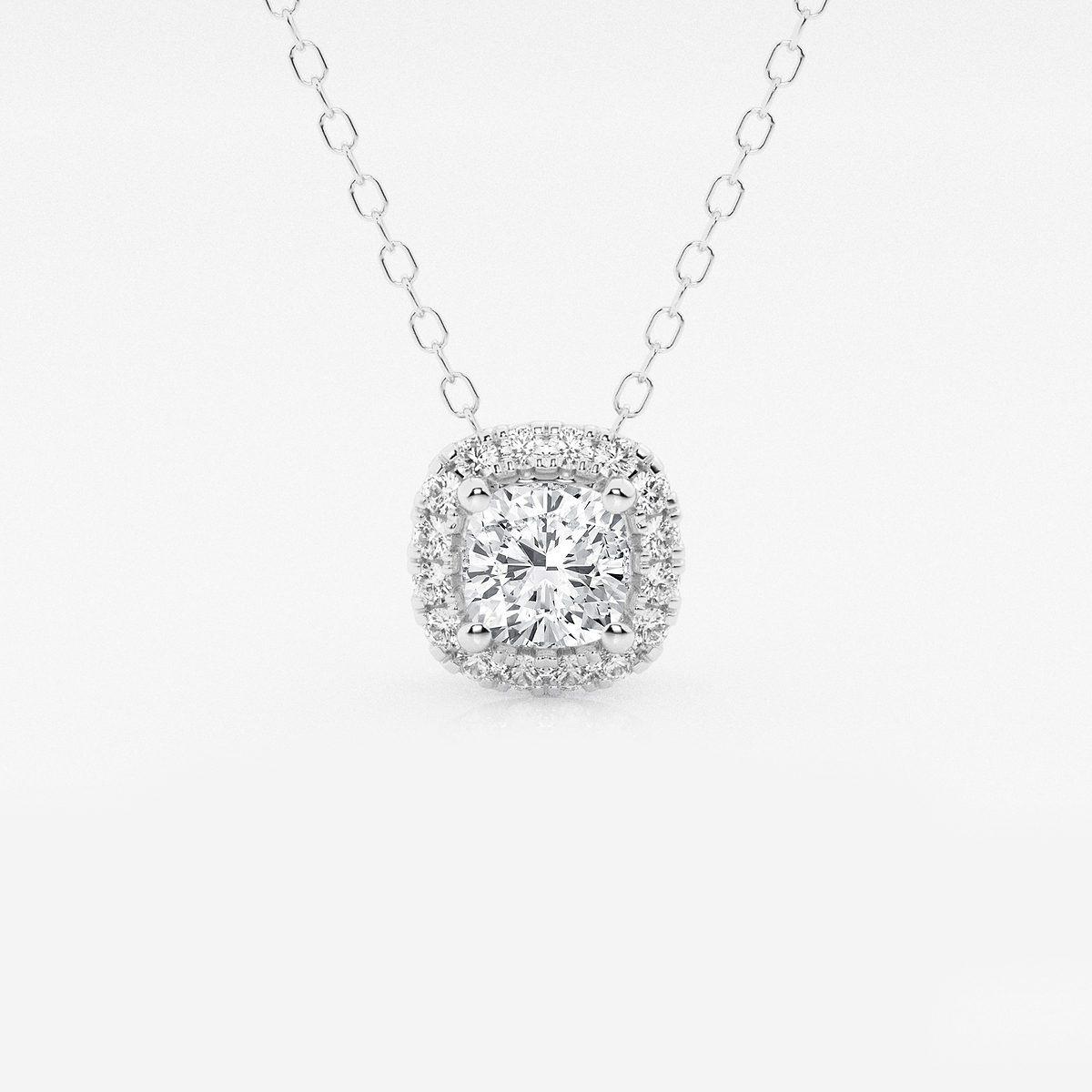 5/8 ctw Cushion Lab Grown Diamond Halo Pendant with Adjustable Chain