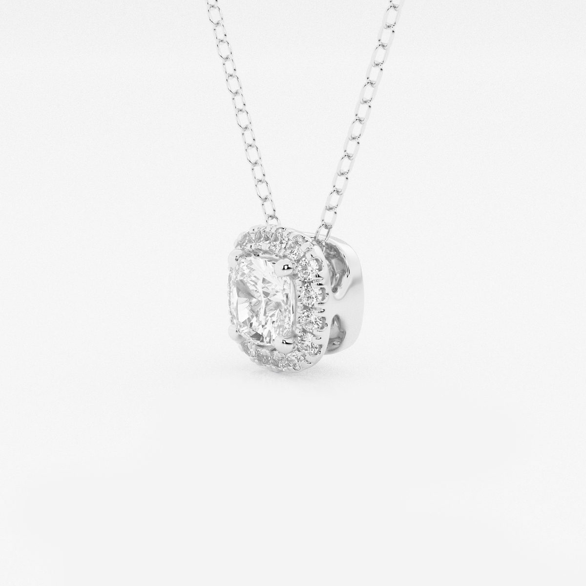 Additional Image 1 for  5/8 ctw Cushion Lab Grown Diamond Halo Pendant with Adjustable Chain