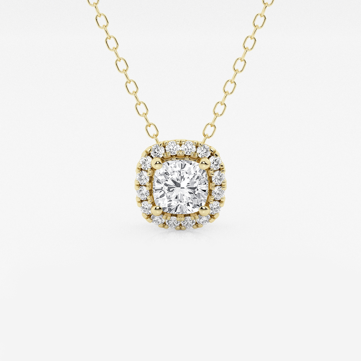 5/8 ctw Cushion Lab Grown Diamond Halo Pendant with Adjustable Chain