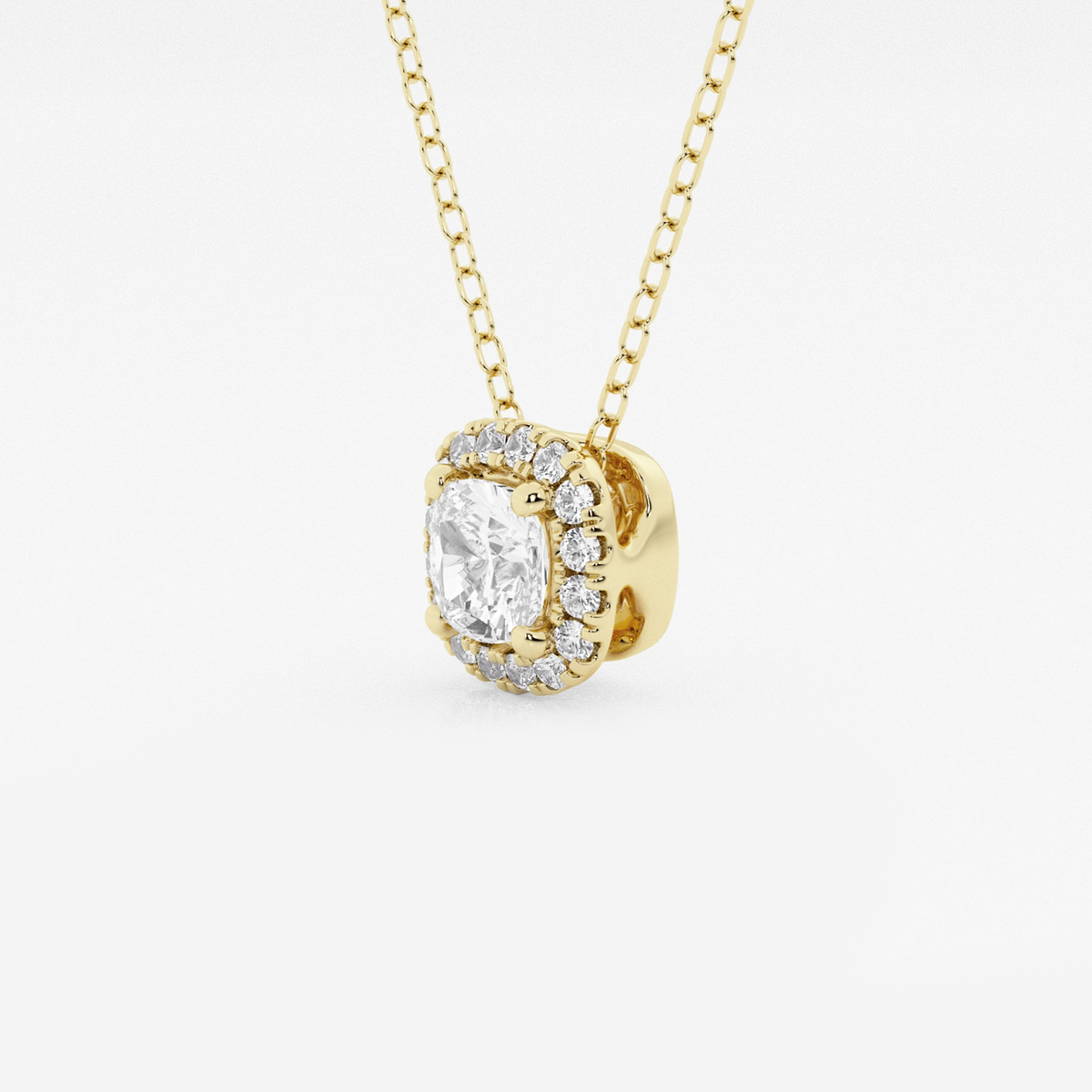 Additional Image 1 for  5/8 ctw Cushion Lab Grown Diamond Halo Pendant with Adjustable Chain