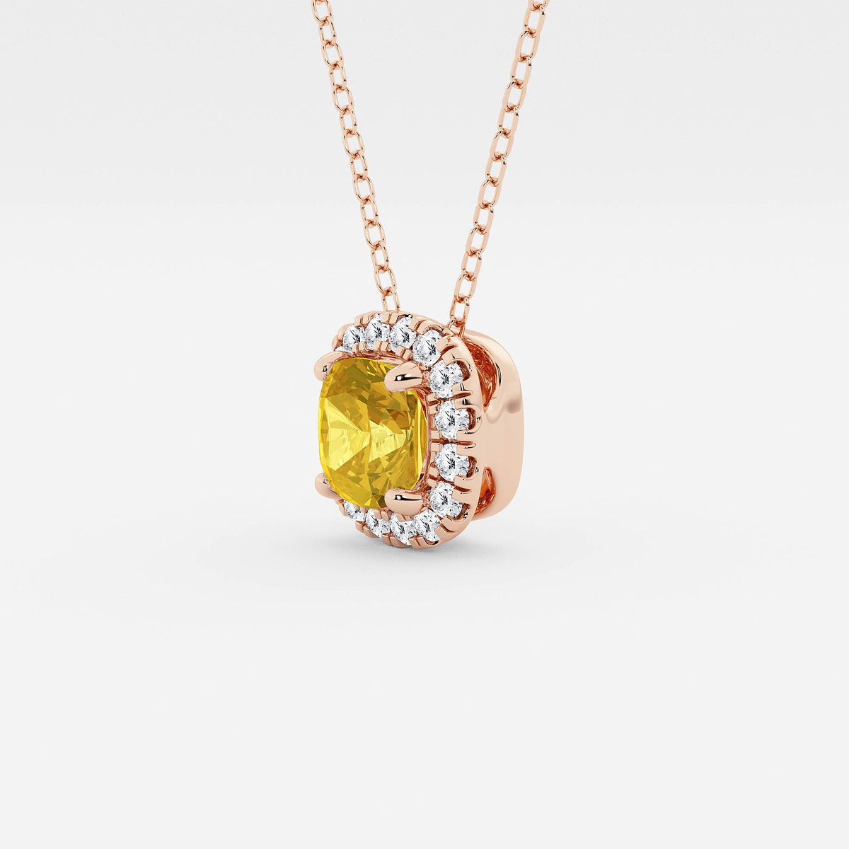 Additional Image 1 for  5.7x5.5 mm Cushion Cut Created Citrine and 1/5 ctw Round Lab Grown Diamond Halo Pendant with Adjustable Chain