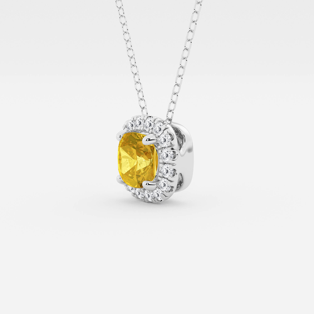 Additional Image 1 for  5.7x5.5 mm Cushion Cut Created Citrine and 1/5 ctw Round Lab Grown Diamond Halo Pendant with Adjustable Chain