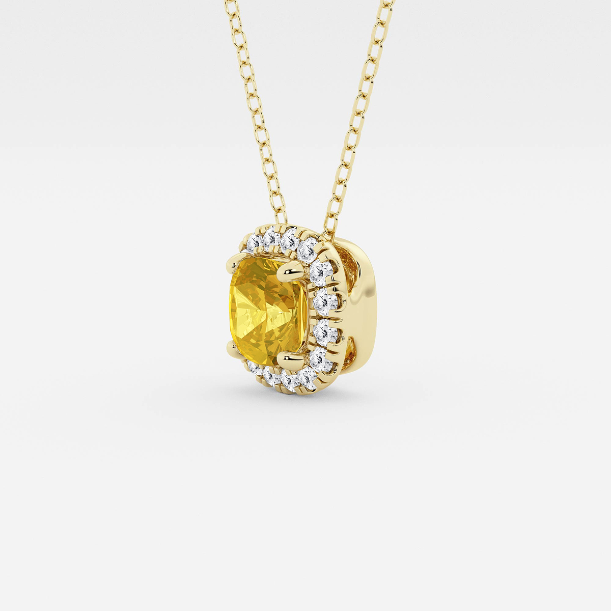 Additional Image 1 for  5.7x5.5 mm Cushion Cut Created Citrine and 1/5 ctw Round Lab Grown Diamond Halo Pendant with Adjustable Chain