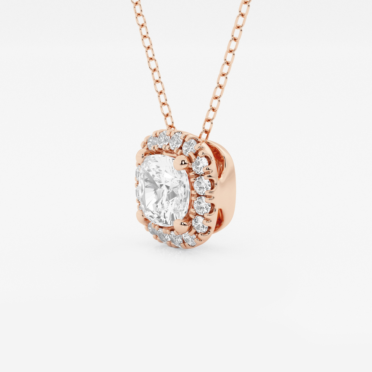 Additional Image 1 for  1 1/5 ctw Cushion Lab Grown Diamond Halo Pendant with Adjustable Chain