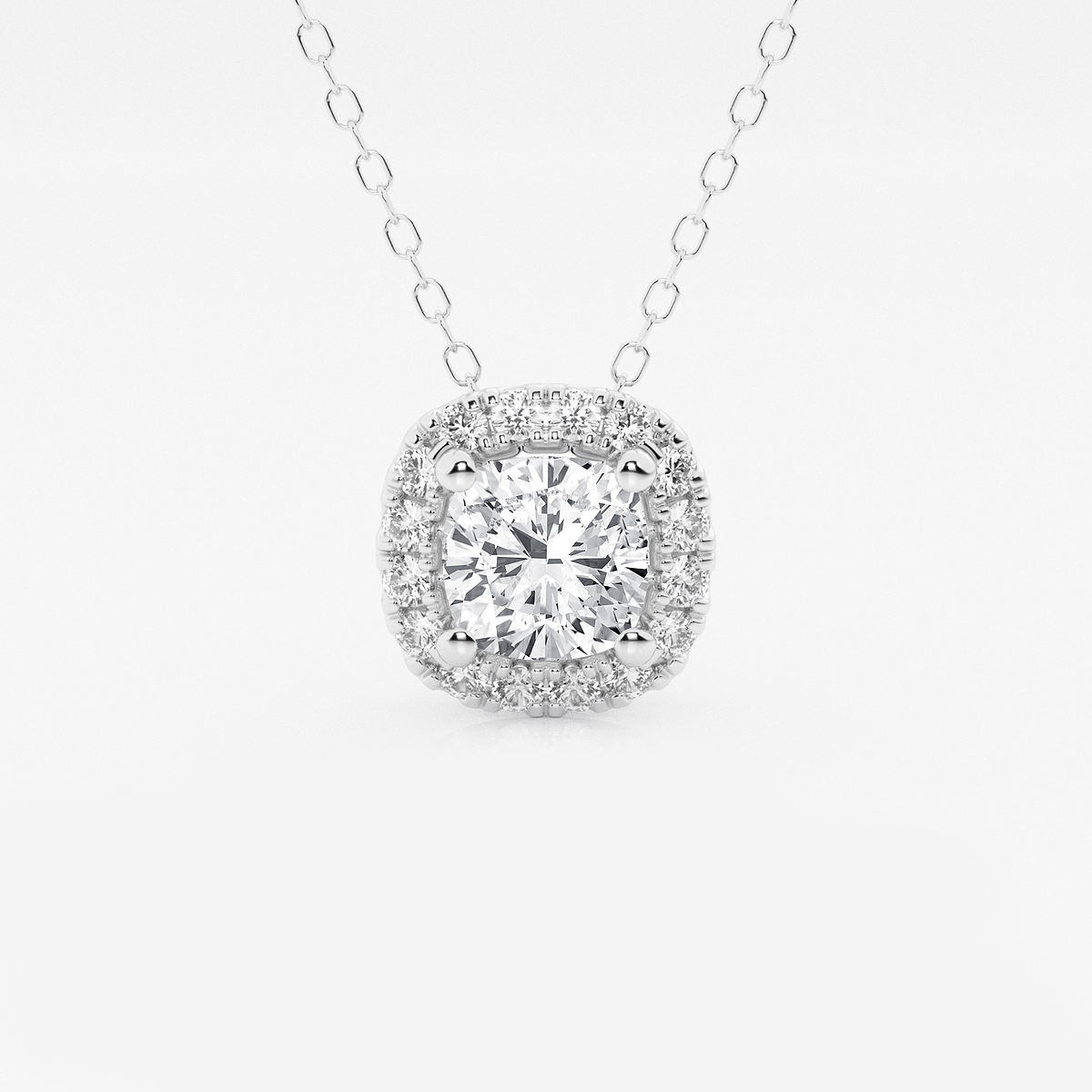 1 1/5 ctw Cushion Lab Grown Diamond Halo Pendant with Adjustable Chain