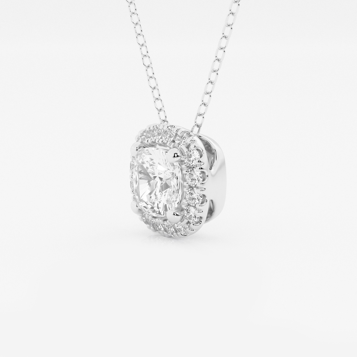 Additional Image 1 for  1 1/5 ctw Cushion Lab Grown Diamond Halo Pendant with Adjustable Chain