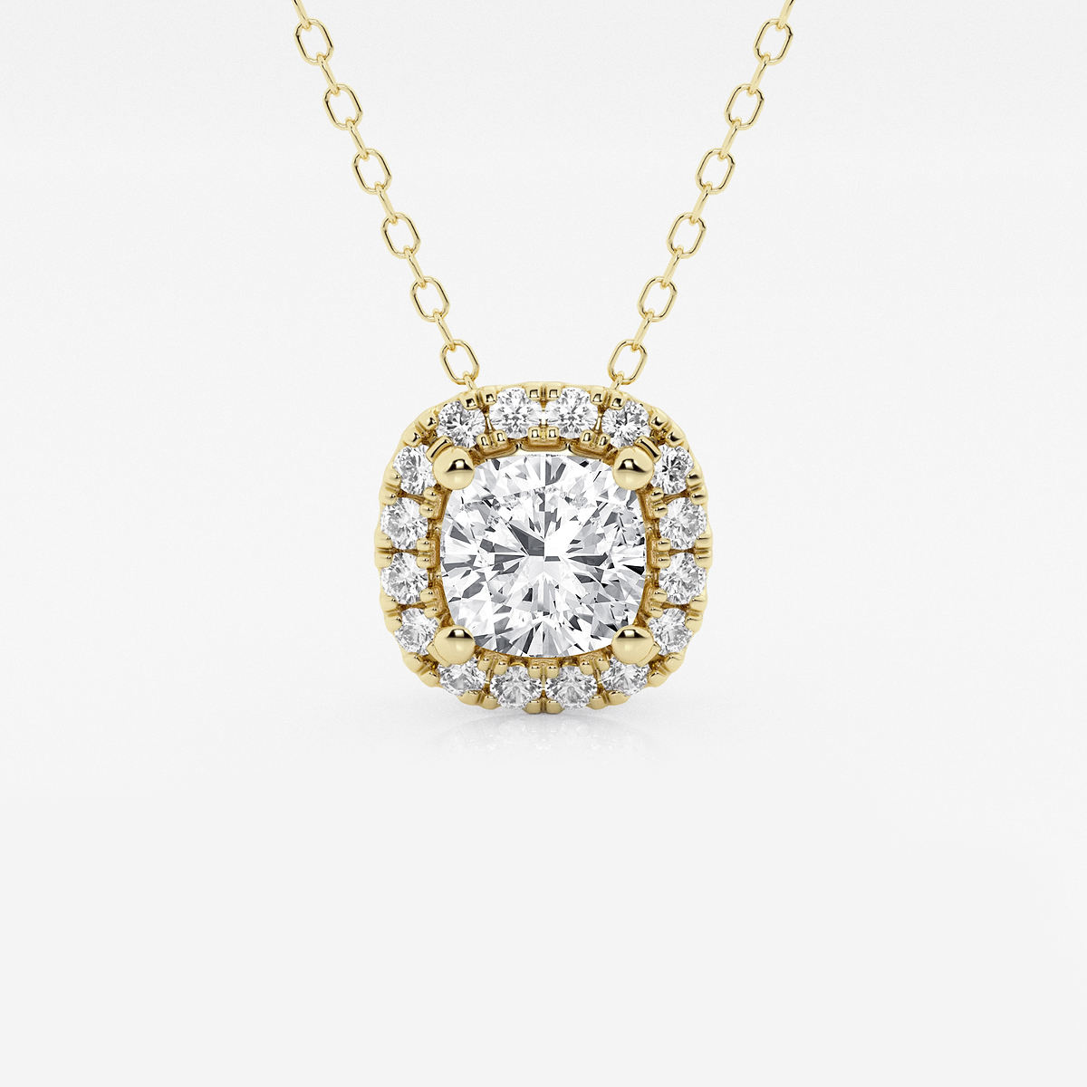 1 1/5 ctw Cushion Lab Grown Diamond Halo Pendant with Adjustable Chain