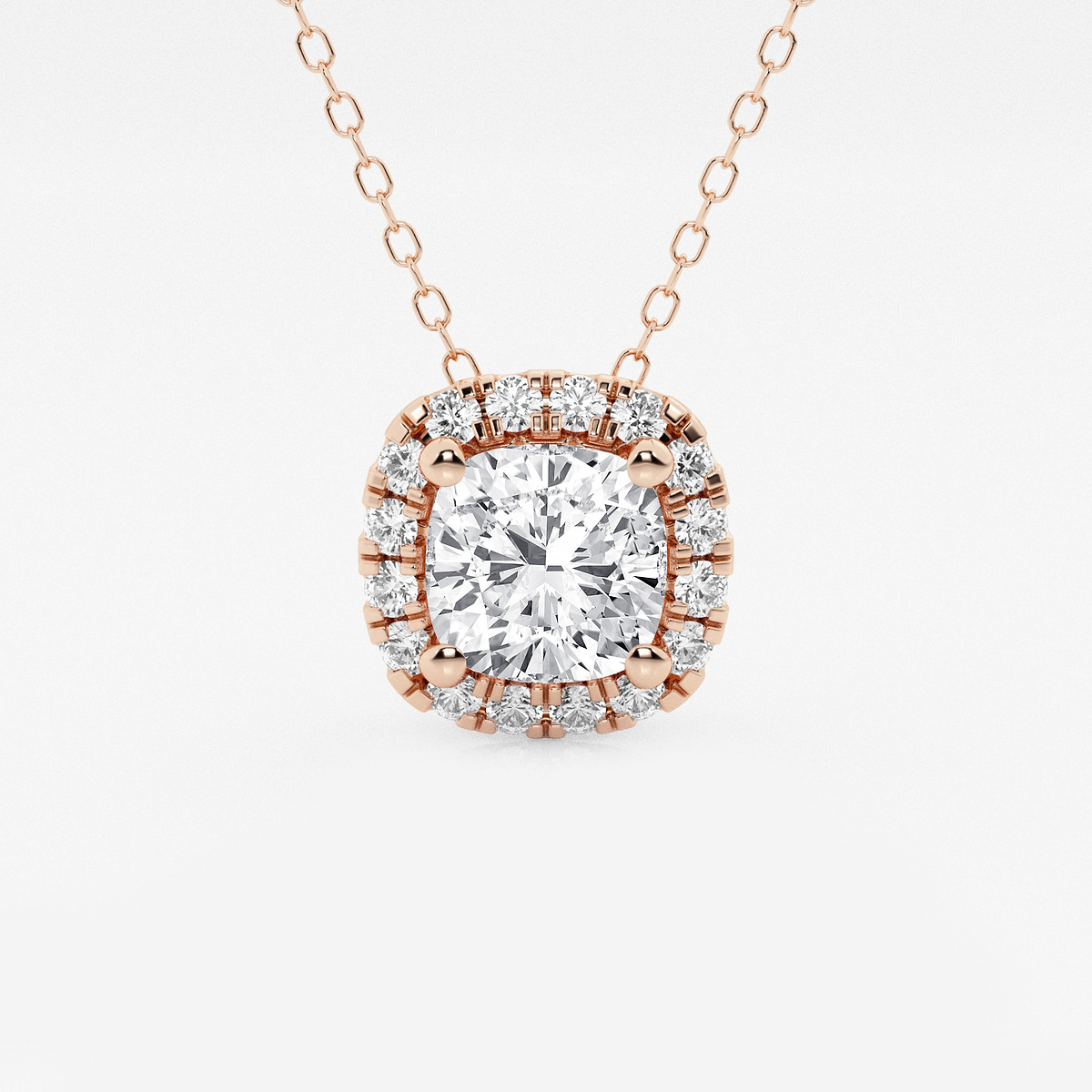 1 3/4 ctw Cushion Lab Grown Diamond Halo Pendant with Adjustable Chain